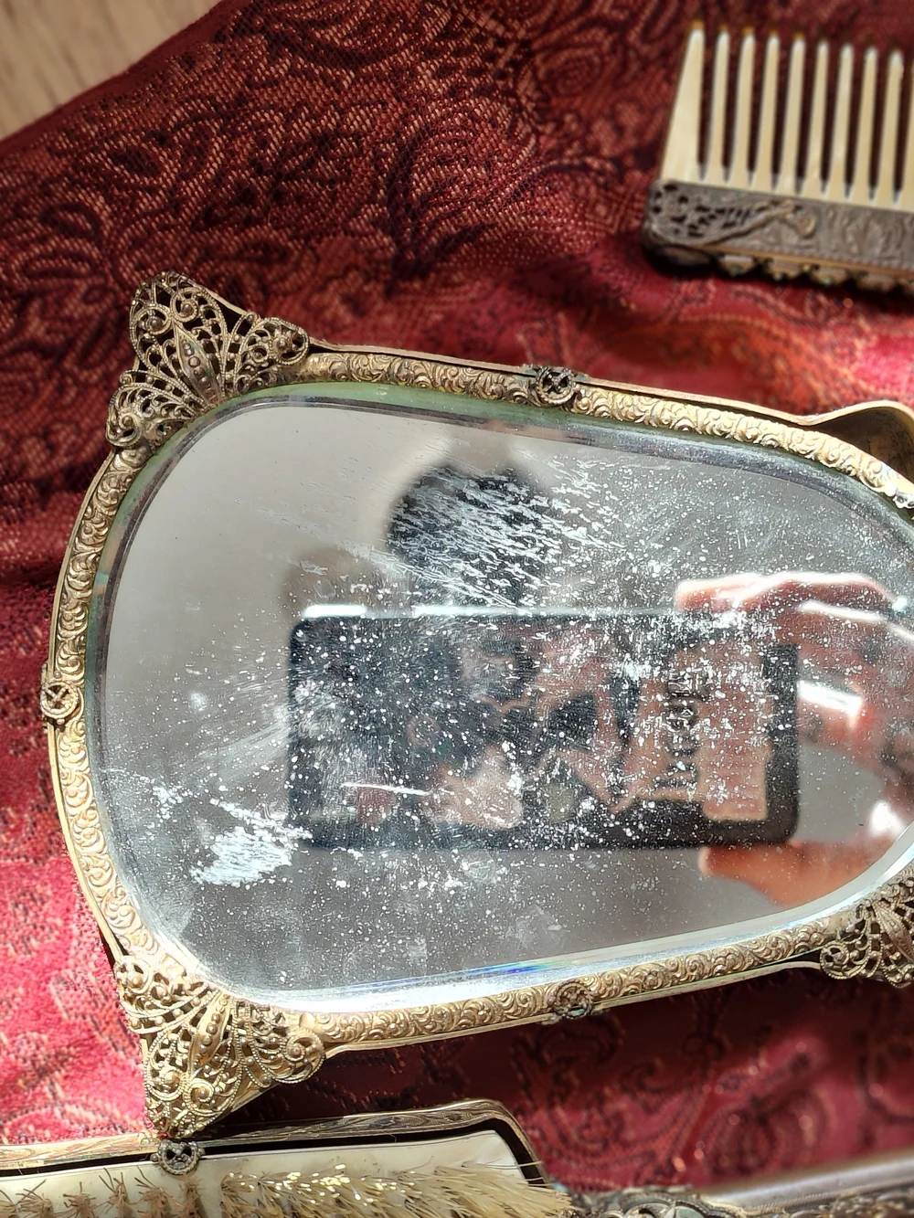 Antique Empire Art Gold 3 Piece Vanity Set